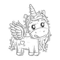 el linda unicornio soportes solo y tiene un amor tatuaje en sus cofre para colorante vector