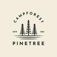 Pine tree logo design creative idea vintage retro badge vector