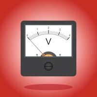 Voltmeter icon on red background. Flat illustration of voltmeter vector icon for web design.