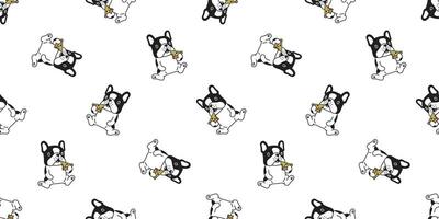 dog seamless pattern vector french bulldog pizza eating cartoon scarf isolated repeat wallpaper tile background illustration