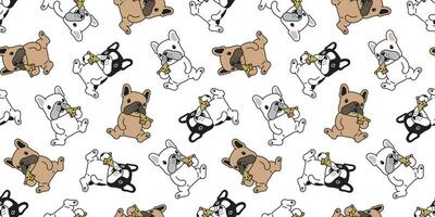 dog seamless pattern vector french bulldog pizza eating cartoon scarf isolated tile background repeat wallpaper illustration