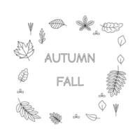 Leaves. Hello autumn. Autumn season element, icon. Line art. vector