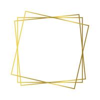 Gold geometric polygonal frame with shining effects isolated on white background. Empty glowing art deco backdrop. Vector illustration.