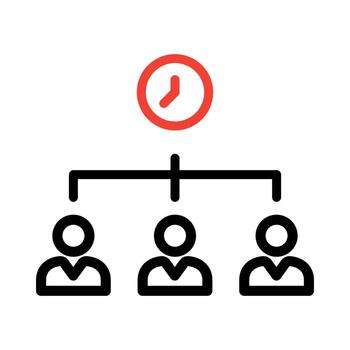 hora administración hora productividad icono, trabajo equipo.aislado en hora antecedentes. vector