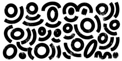 Collection of black squiggle bold lines and brush drawn doodles. Hand drawn abctract organic shapes. Childish scribble lines, organic irregular circular vector strokes. Abstract elements.