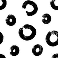 Seamless pattern with bold black sketch hand drawn brush scribble circles shape on white background. Abstract grunge texture. Vector illustration