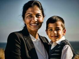 foto de contento familia madre y hijo, generativo ai