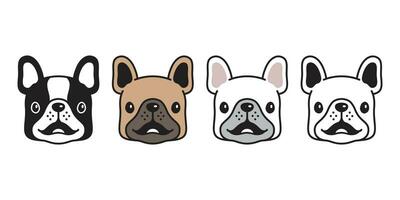 perro vector francés buldog icono logo sonrisa dibujos animados personaje perrito raza ilustración garabatear