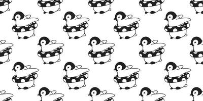 penguin Seamless pattern vector swimming ring pool scarf isolated polka dot cartoon tile background repeat wallpaper illustration doodle white