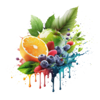 gratis descargar agua color frutas png realista foto, ai generativo