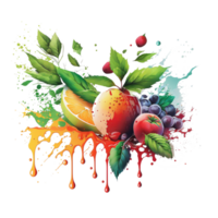 Free download water color fruits png realistic photo, Ai Generative