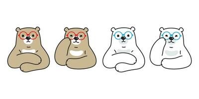 Bear vector polar bear icon glasses character cartoon logo illustration teddy doodle