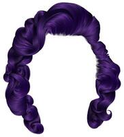 trendy woman hairs purple colors . beauty fashion . retro style curls . realistic 3d . vector