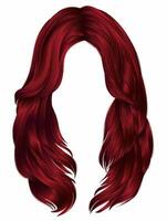 trendy woman long hairs Red colors .  beauty fashion .  realistic  graphic 3d vector