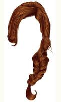trendy women hairs Red colour . plait .  fashion beauty style . vector
