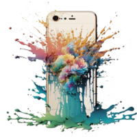 Free download watercolor mobile pc realistic photo, Ai Generative png