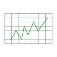 Line graphic on grid. Template of profit chart information, vector illustration