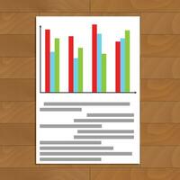 Colored chart info. Economy chart statistic on paper sheet, vector illustration