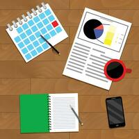 Strategic planning top view. Analysis and organize plan. Vector illustration