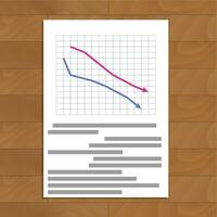Document with crisis reports. Infochart economy, infograph data, vector illustration