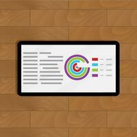 tableta con negocio información presentación Finanzas estadístico, monitor con infochart y diagrama. vector ilustración
