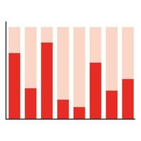 Graphic with red color bars. Diagram market element, vector illustration