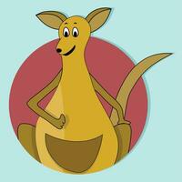 Cartoon happy kangaroo icon flat color. Australia icon with kangaroo vector illustration