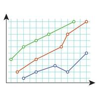 Graphic with color line and dots. Chart economic element, analytics and statistic plan, vector illustration