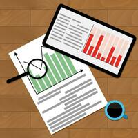 Statistical finance analysis, vector flowchart study illustration