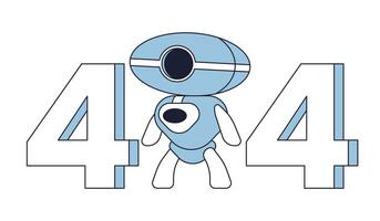 artificial inteligencia robot error 404 destello mensaje. androide asistente. vacío estado ui diseño. página no encontró surgir dibujos animados imagen. vector plano ilustración concepto en blanco antecedentes