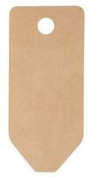 Blank brown rectangular brown paper tag on a white background, template for price, discount photo