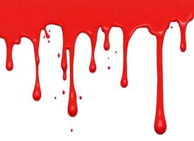 Red paint drips border isolated on a white background. AI Generative photo