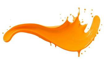 Orange color paint splash isolated on white background. AI Generative illustration photo