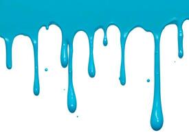 Blue paint drips border isolated on a white background. AI Generative photo