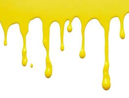 Yellow paint drips border isolated on a white background. AI Generative photo