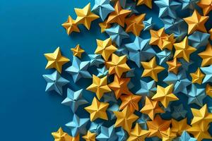 Paper origami stars. AI Generative photo