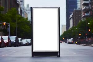 Layout of a white outdoor advertising poster. photo
