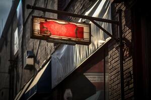Street sign on the building in the evening. photo