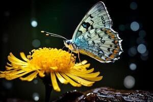 A butterfly sits on a flower. AI Generative photo