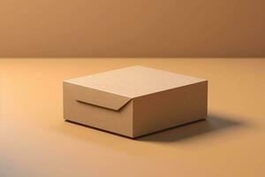 Cardboard box with lid.. AI Generative photo