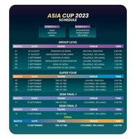 cricket Asia Cup 2023 match schedule vector