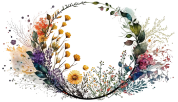 Florals Colorful Watercolor Botanical Design Collection png, Ai Generative png