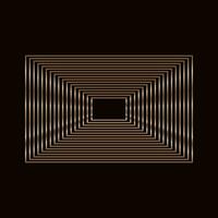 Geometric golden shape rectangle linear. Vector gold design element on black