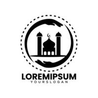 mosque black silhouette logo icon design vector