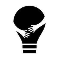 creative light bulb and hand logo vector