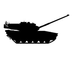 Main battle tank silhouette. Raised barrel. Armored military vehicle. vector