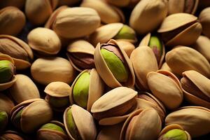 Pistachios in a shell close-up. AI Generative photo