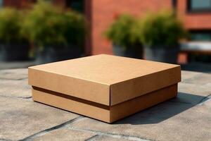 Cardboard box with lid. AI Generative photo