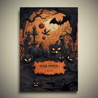 Halloween creative invitation card and text space high quality ai generated image photo