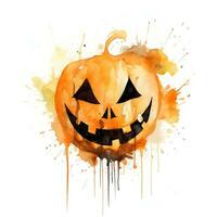 Happy Halloween pumpkin watercolor high quality ai generated image photo